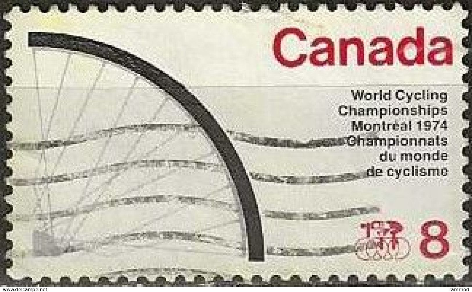 CANADA 1974 World Cycling Championships, Montreal - 8c - Bicycle Wheel FU - Oblitérés