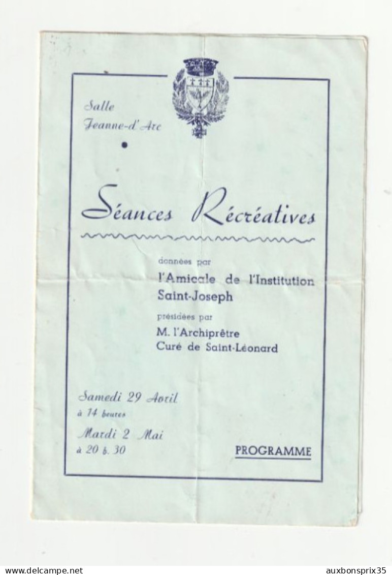 FOUGERES - SEANCES RECREATIVES - AMICALE INSTITUTION SAINT JOSEPH - SALLE JEANNE D'ARC - 1915 - 35 - Programmes