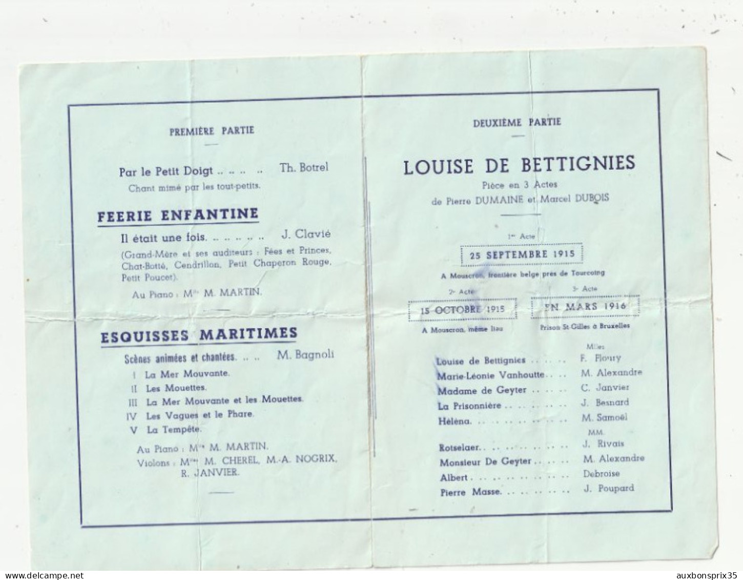 FOUGERES - SEANCES RECREATIVES - AMICALE INSTITUTION SAINT JOSEPH - SALLE JEANNE D'ARC - 1915 - 35 - Programme