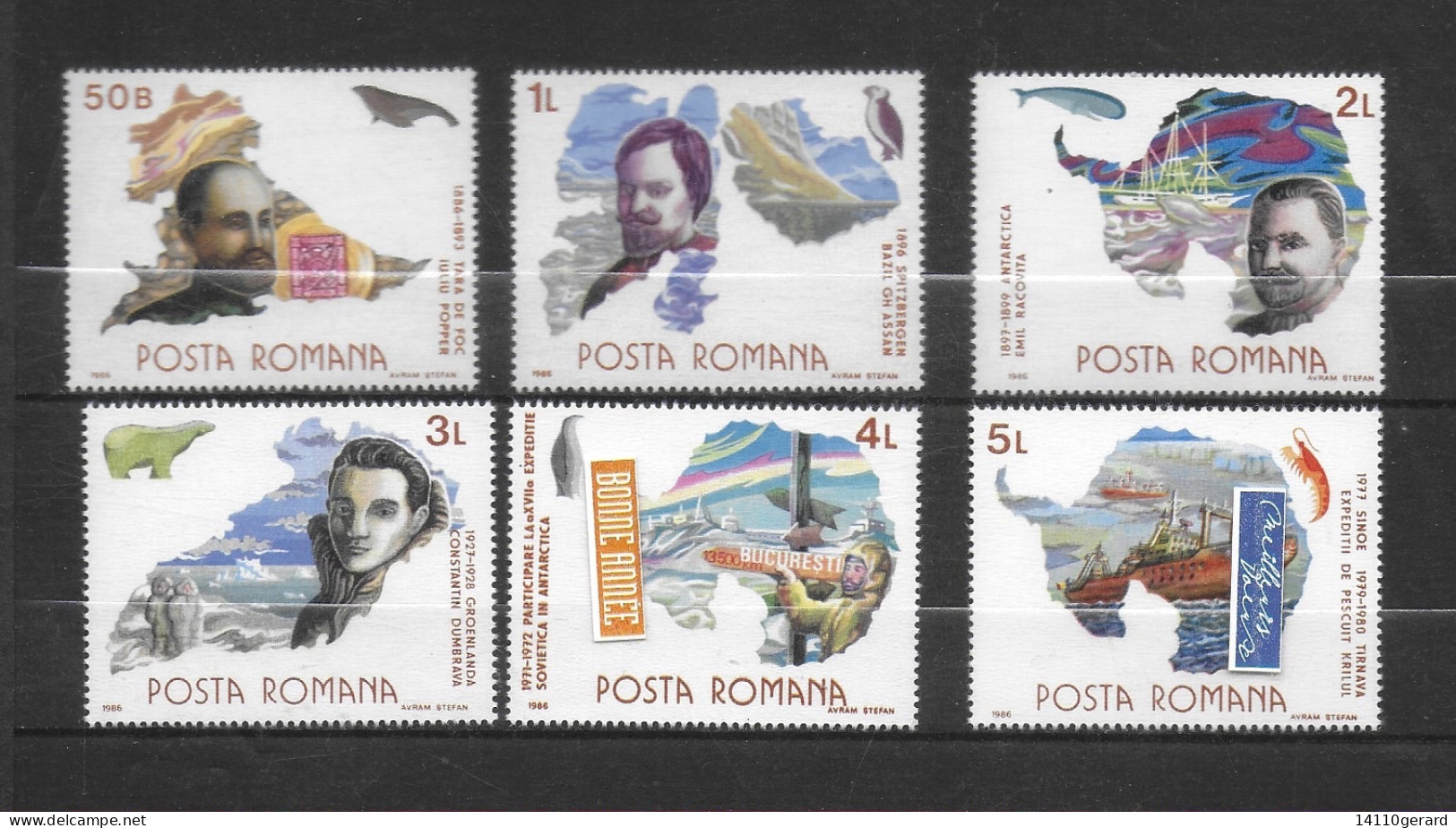 POSTA ROMANA  1986  Explorateurs  Polaires - Polar Explorers & Famous People