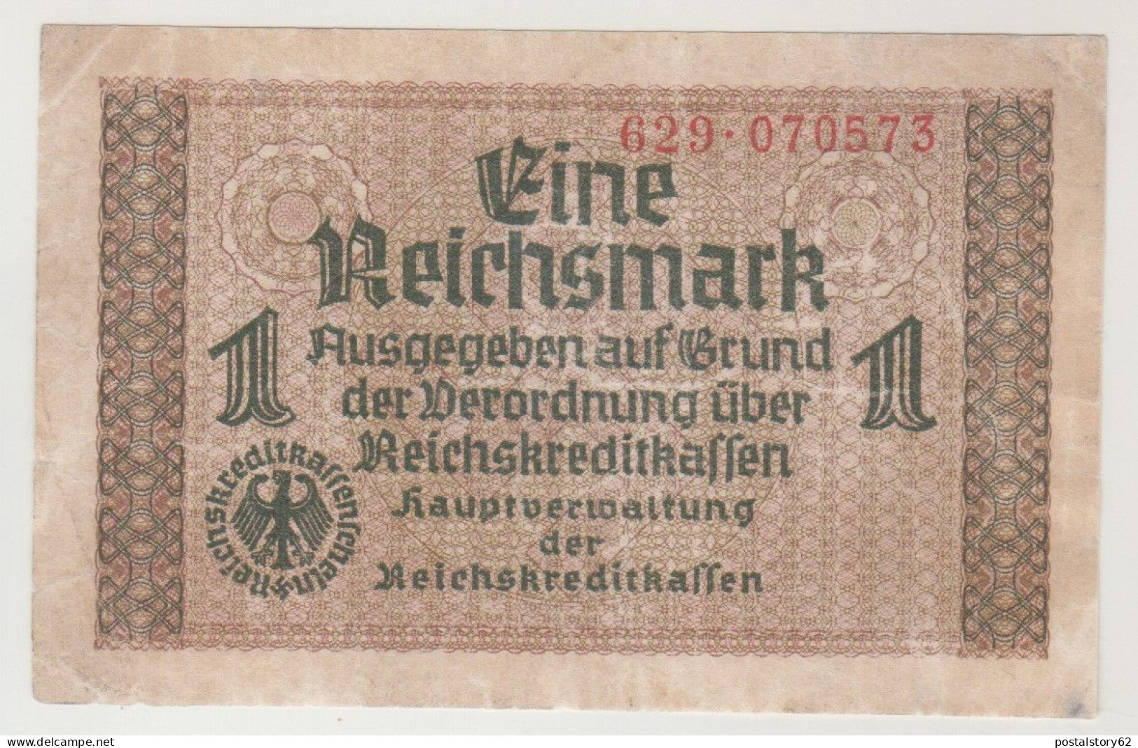 Eine Reischsmark, Banconota Da 1 Marco Di Occupazione Tedesca. 1940  Spl - Segunda Guerra Mundial
