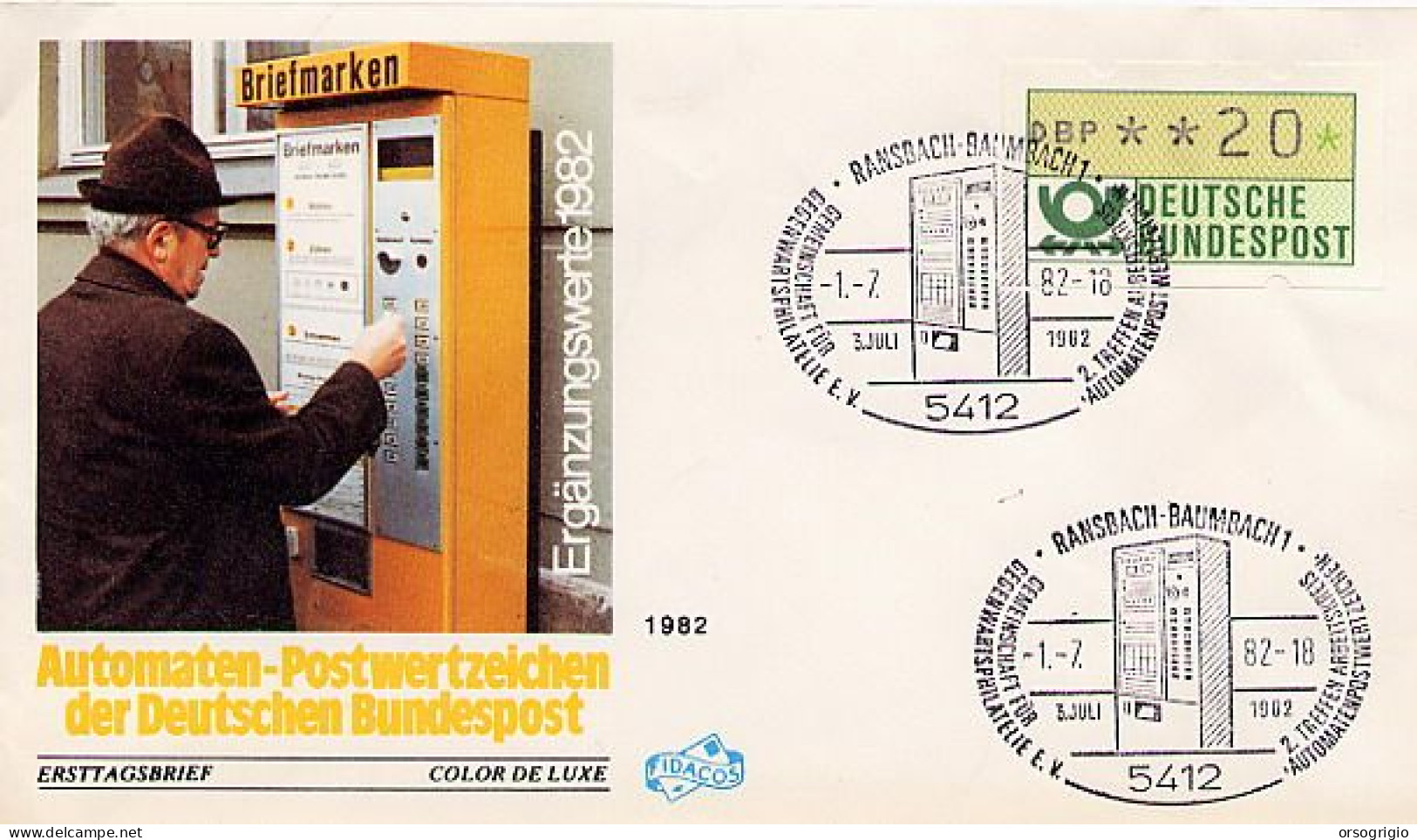 GERMANY - DEUTSCHE - FDC 1982 - AUTOMATEN POSTWERTZEICHEN - DISTRIBUTORE AUTOMATICO FRANCOBOLLI - 1981-1990