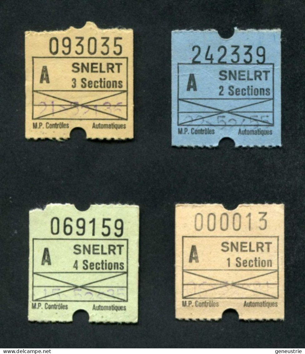 Série De 4 Tickets De Tramways 1969 à 1981 "Société Nouvelle Electric Lille Roubaix Tourcoing" Ticket De Tramway - Tram - Europe