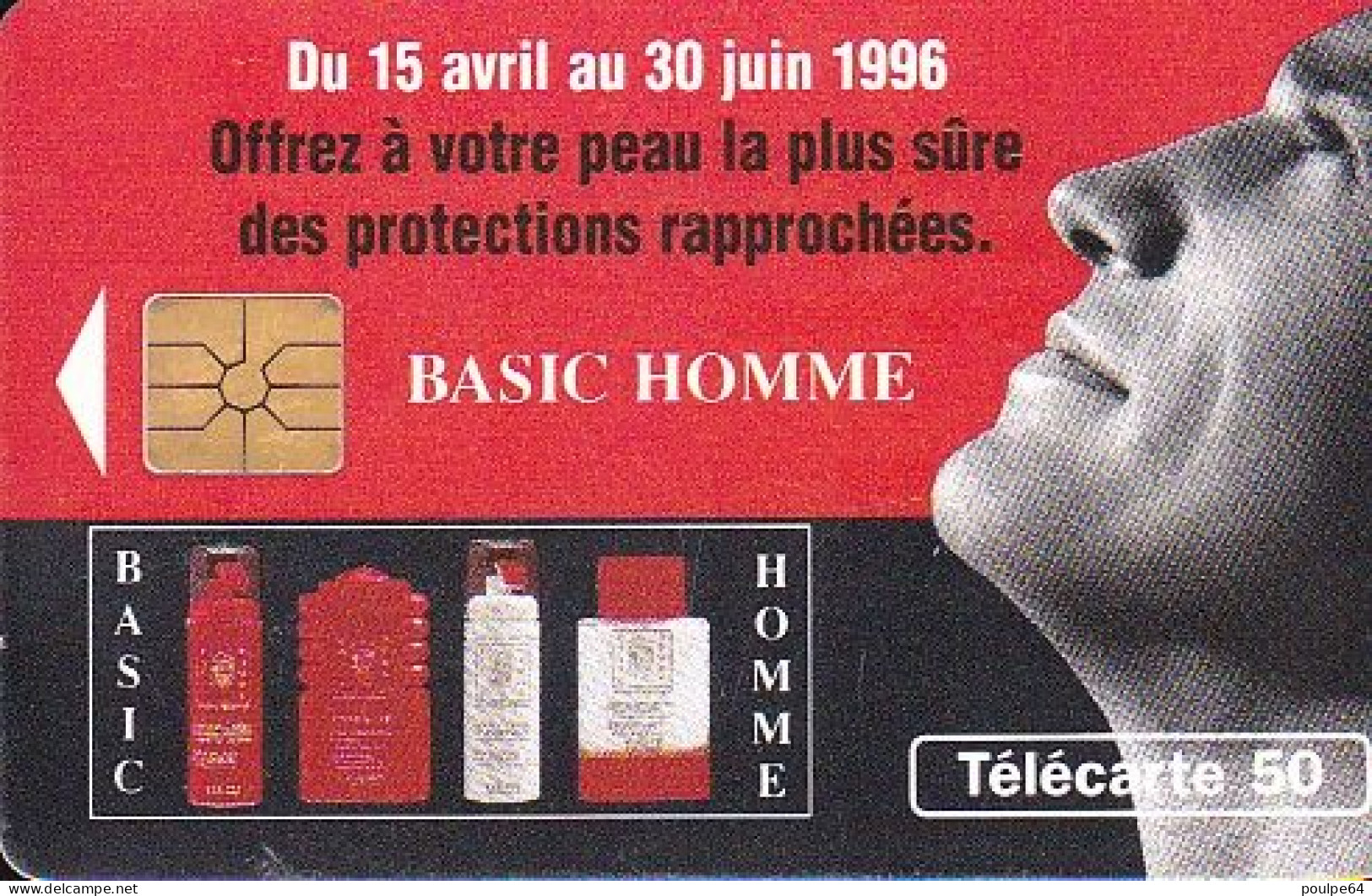F636 04/1996 - BASIC HOMME - 50 GEM1A (verso : N° Vers La Droite - Deux Lignes) - 1996