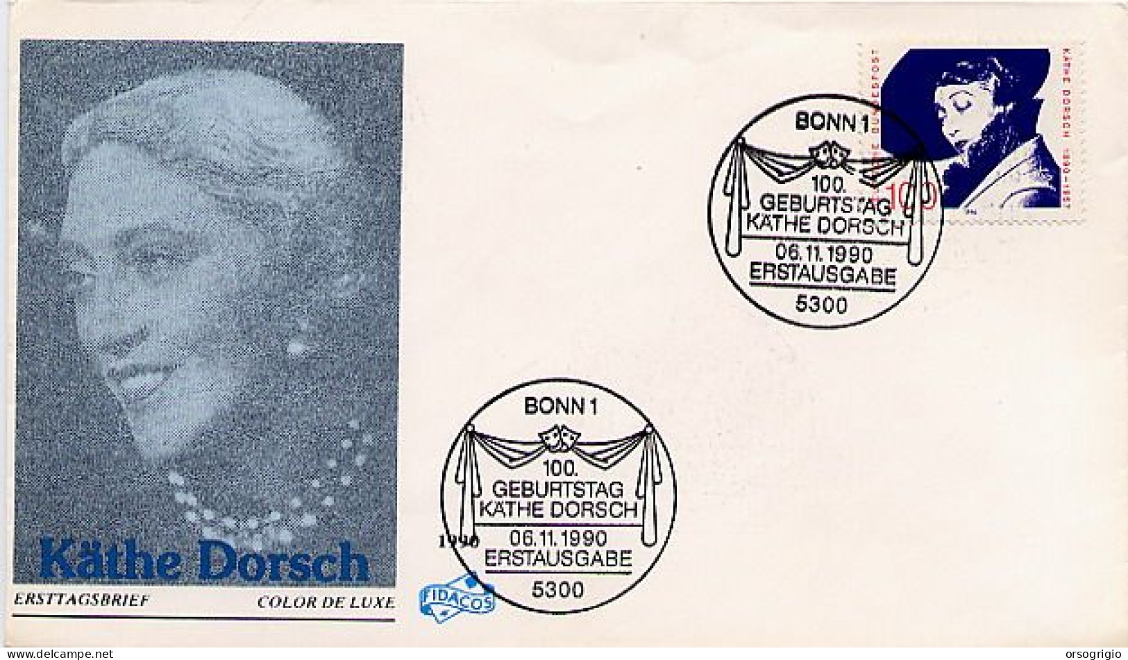 GERMANY - DEUTSCHE - FDC 1990 - KATHE DORSCH   THEATER - 1981-1990