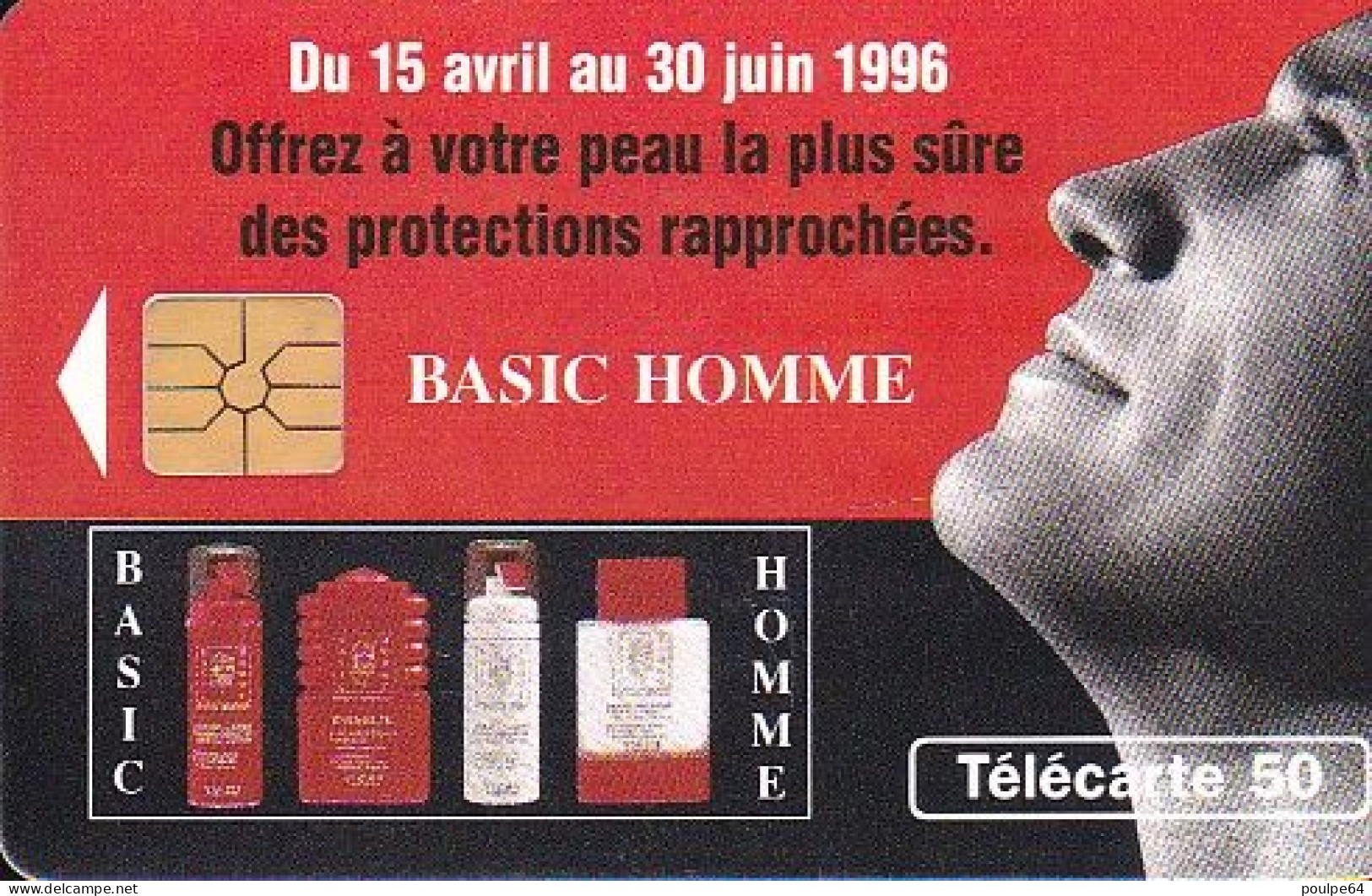 F636 04/1996 - BASIC HOMME - 50 GEM1A - (verso : N° Centrés - Deux Lignes) - 1996