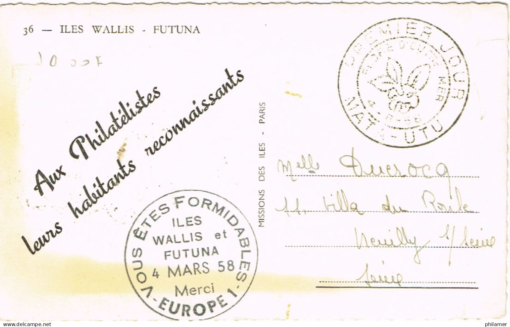 Wallis Et Futuna Carte Postale Ed Missions Des Iles Descente Sur Poi Martyr Saint Pierre Chanel Cad Europe 1  Tp Enleve - Brieven En Documenten