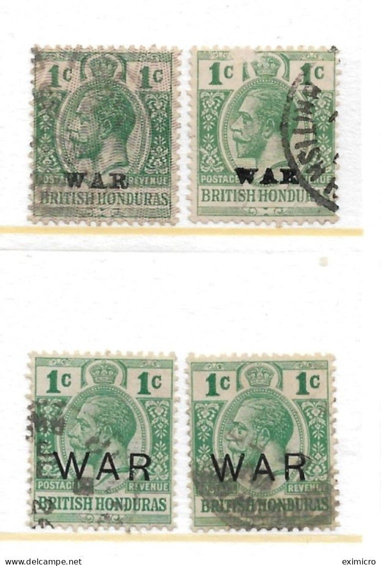 BRITISH HONDURAS 1917 - 1918 WAR STAMPS SG 118, 118b, 119, 119a FINE USED Cat £27.50 - Honduras Británica (...-1970)