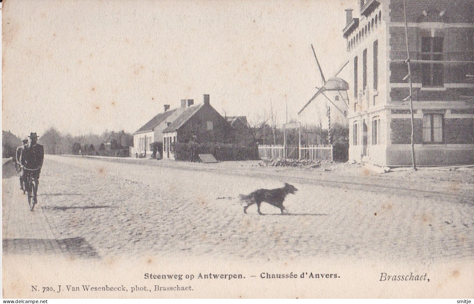 BRASSCHAAT 1903 STEENWEG OP ANTWERPEN MET MOLEN - KLEINE ANIMATIE - HOELEN KAPELLEN 720 / VAN WESENBEECK - Brasschaat