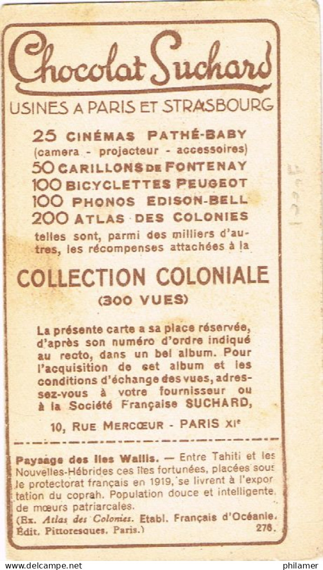 Wallis Futuna Carte Postale Chromo Paysage Cocotier Coconut Case Collection Chocolats Suchard Neuve BE - Brieven En Documenten