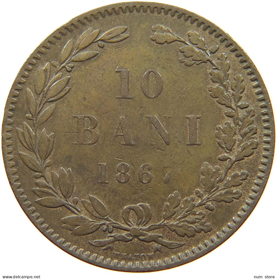 ROMANIA 10 BANI 1867 Carol I. 1866-1914 #t109 0047 - Roumanie