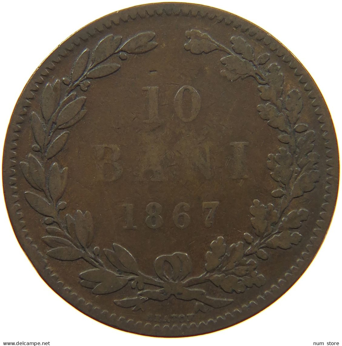 ROMANIA 10 BANI 1867 Carol I. 1866-1914 #s001 0255 - Roumanie
