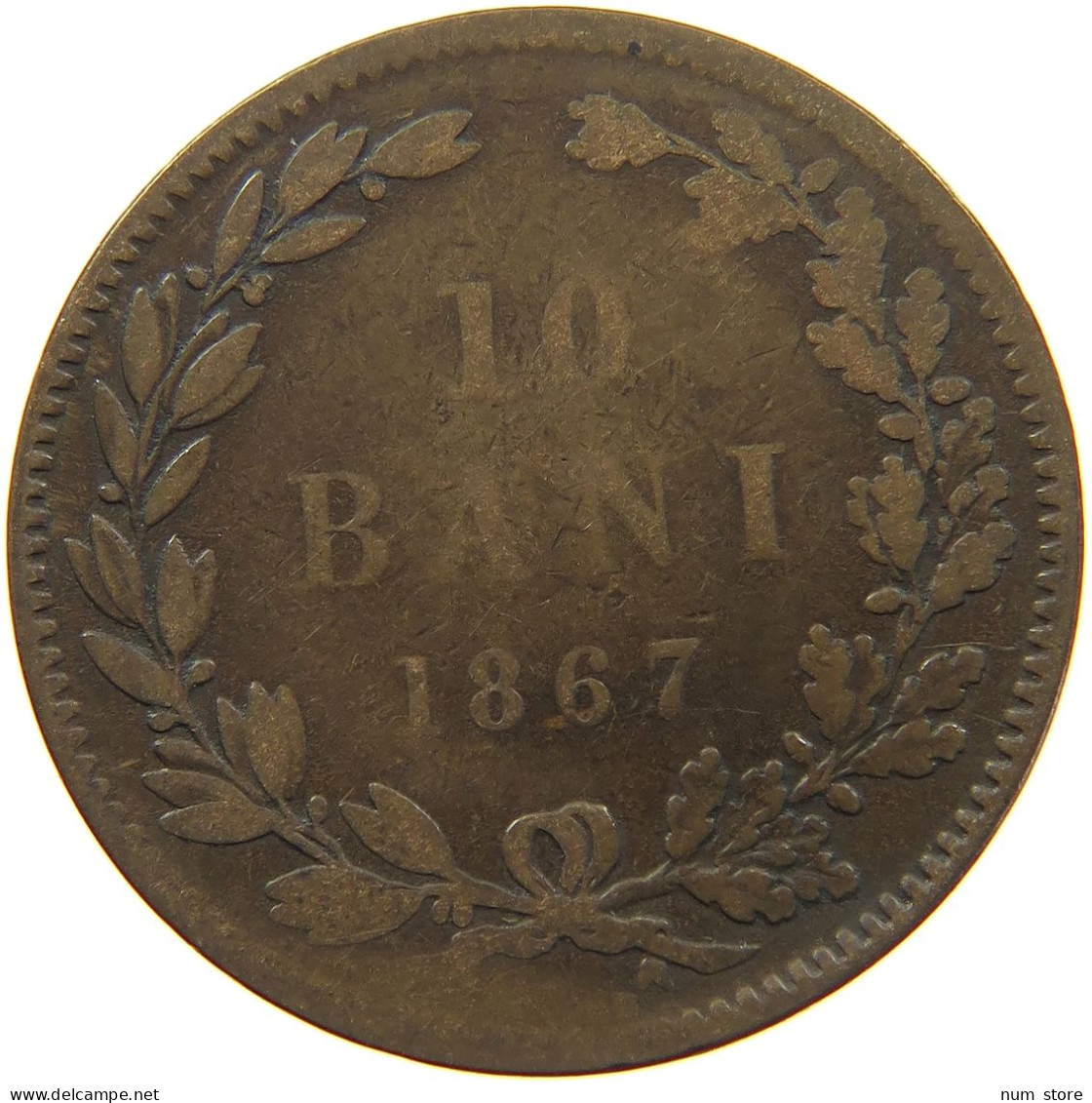 ROMANIA 10 BANI 1867 Carol I. 1866-1914 #s001 0257 - Roumanie