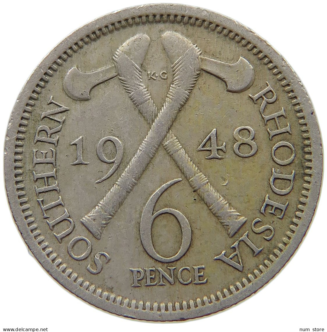 RHODESIA 6 PENCE 1948 George VI. (1936-1952) #s040 0477 - Rhodesia