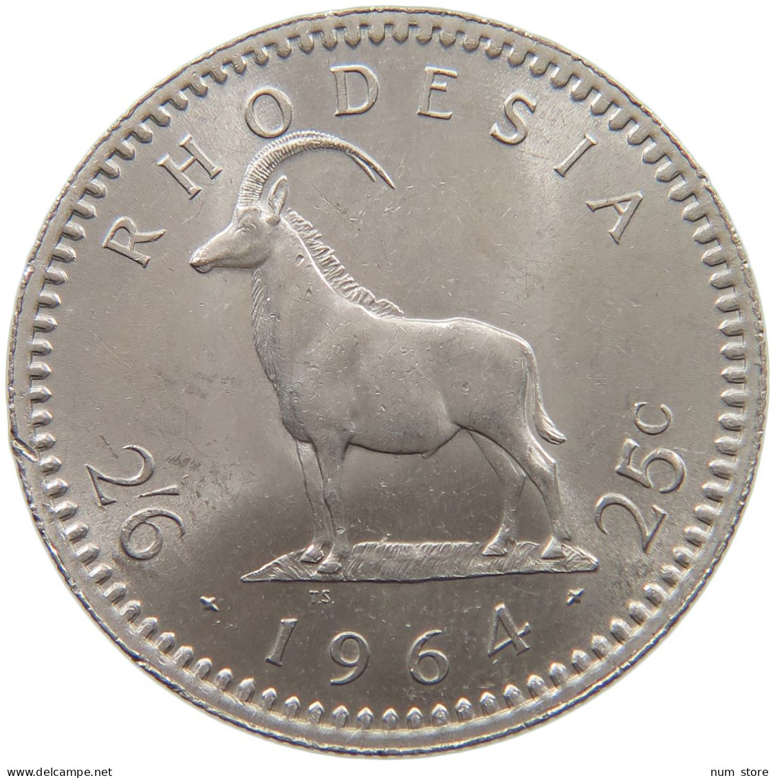 RHODESIA 25 CENTS 1964 Elizabeth II. (1952-2022) #c022 0775 - Rhodesia