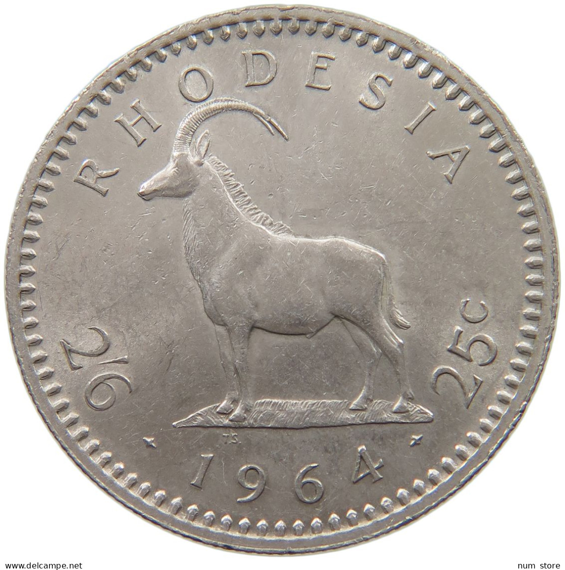 RHODESIA 25 CENTS 1964 Elizabeth II. (1952-2022) #c015 0341 - Rhodesia