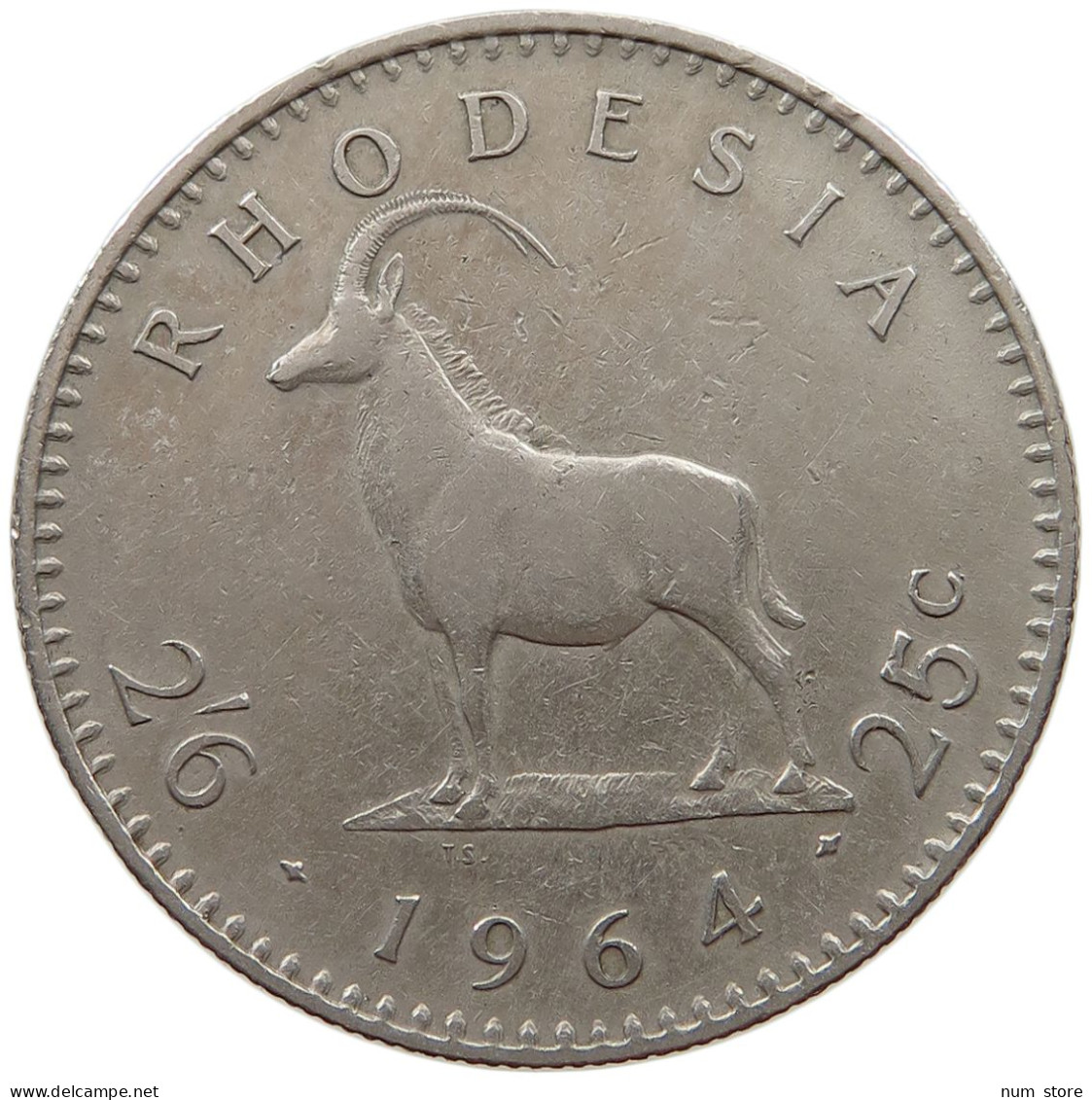 RHODESIA 25 CENTS 1964 Elizabeth II. (1952-2022) #a012 0733 - Rhodesia