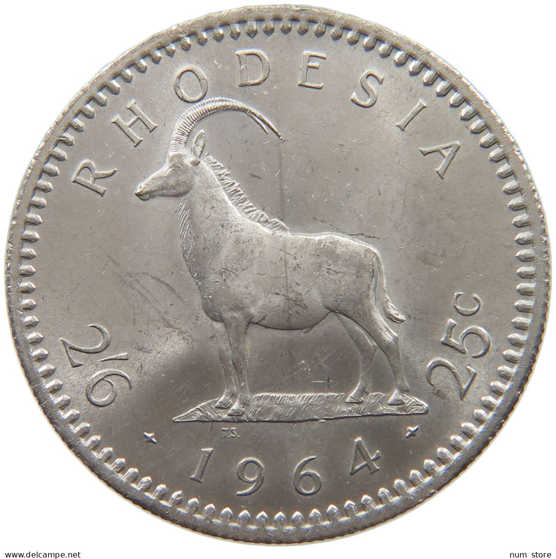 RHODESIA 25 CENTS 1964 Elizabeth II. (1952-2022) #c015 0345 - Rhodesia