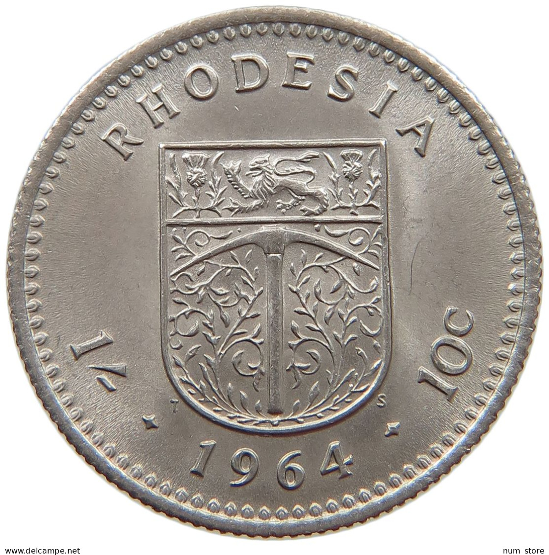 RHODESIA 10 CENTS 1964 Elizabeth II. (1952-2022) #s040 0113 - Rhodesië