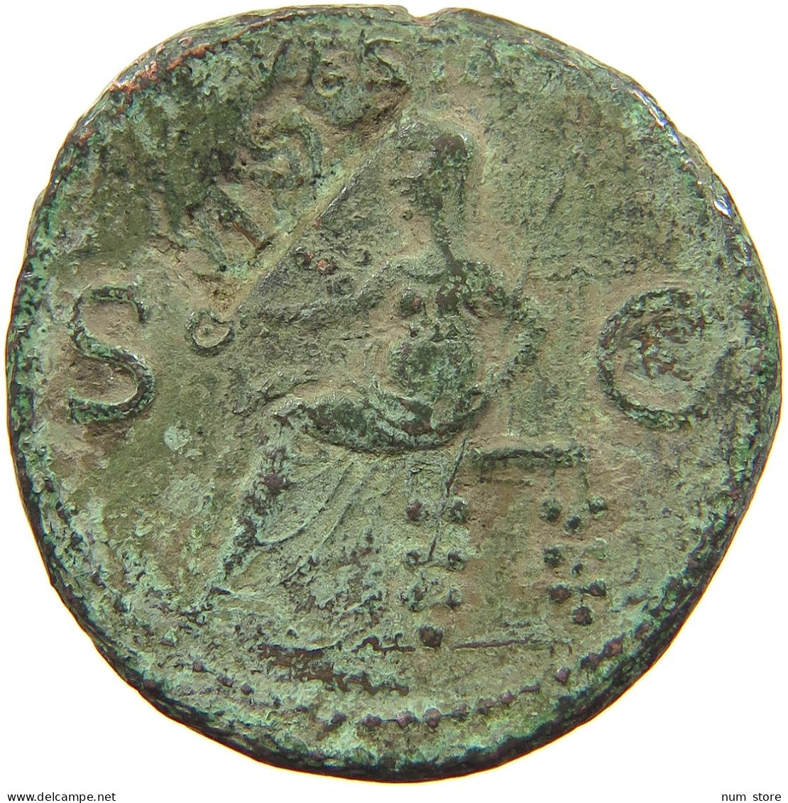 ROME EMPIRE AS  Caligula (37-41) VESTA COUNTERMARKED AS #t151 0237 - The Julio-Claudians (27 BC Tot 69 AD)