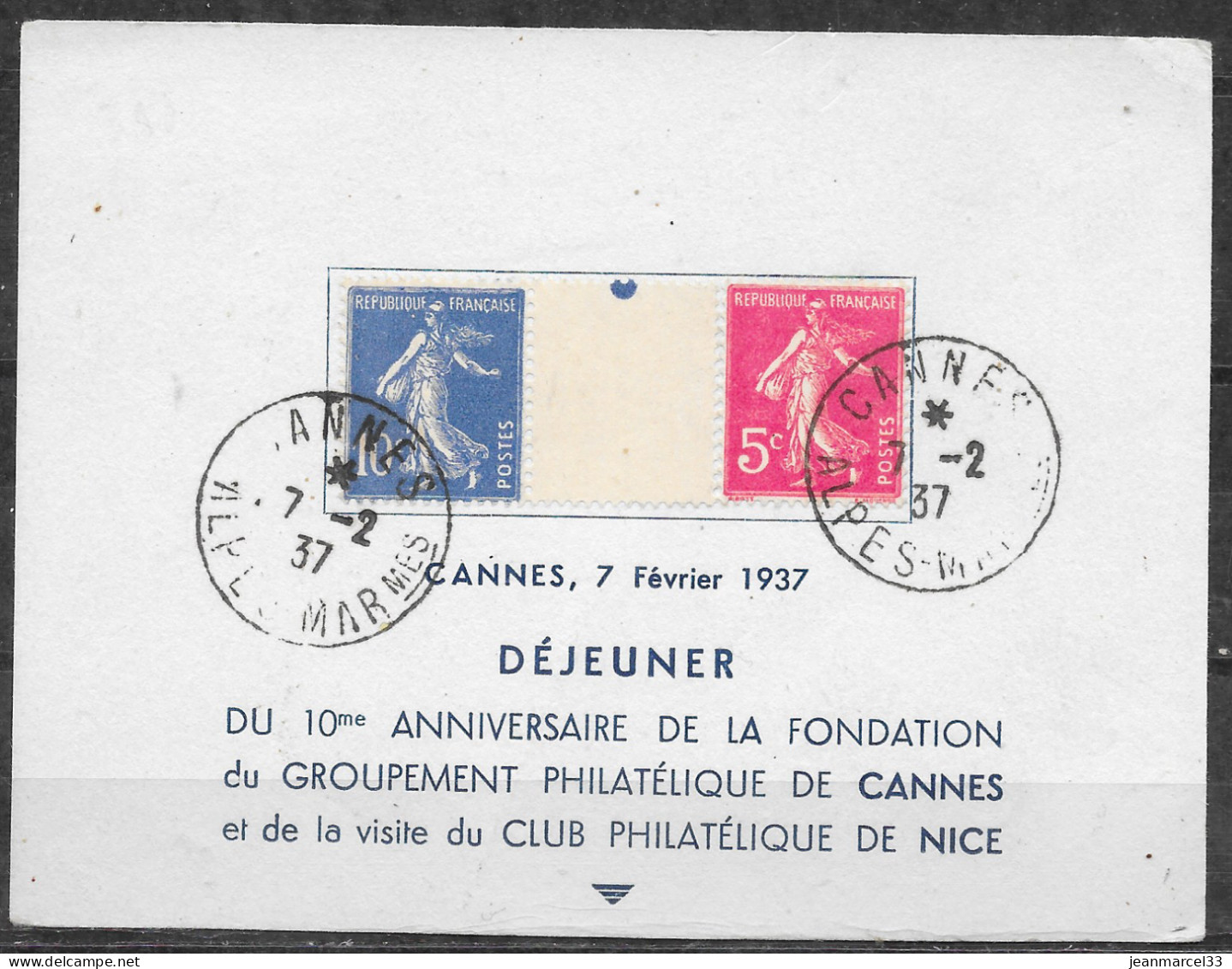 Souvenir Cannes 7-2 37 Déjeuner Du 10ème Anniversaire De La Fondation Du G P N - Briefe U. Dokumente