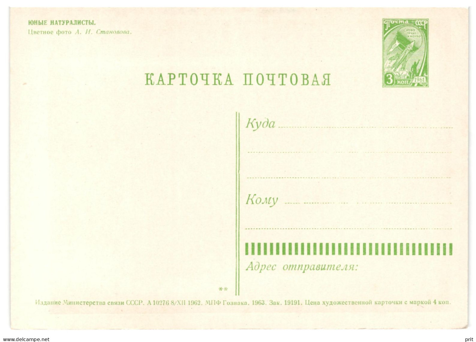 Young Naturalists, Children Hedgehog Soviet Russia USSR 1963 Unused 3Kop Postal Stationery Postcard Card - 1960-69