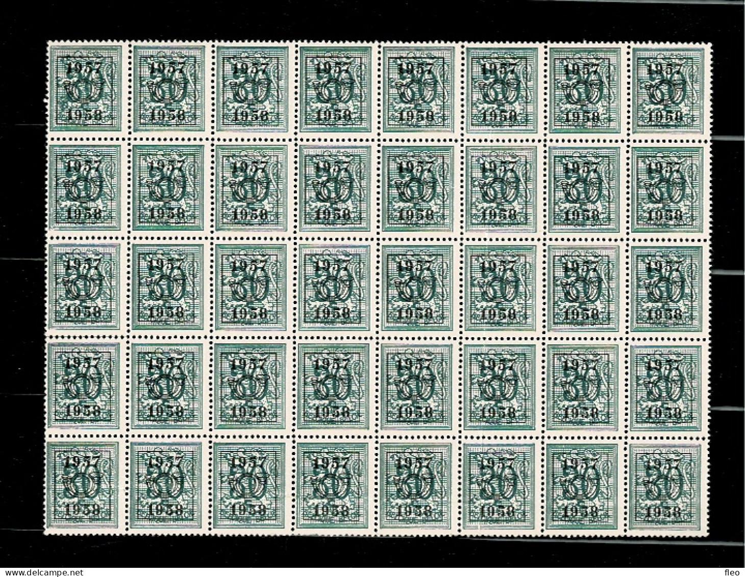 1957 PRE669** X 40 Zonder Scharnier.Heraldieke Leeuw:30c.Opdruk 1957-1958.OBP 140 Euro - Typos 1951-80 (Chiffre Sur Lion)