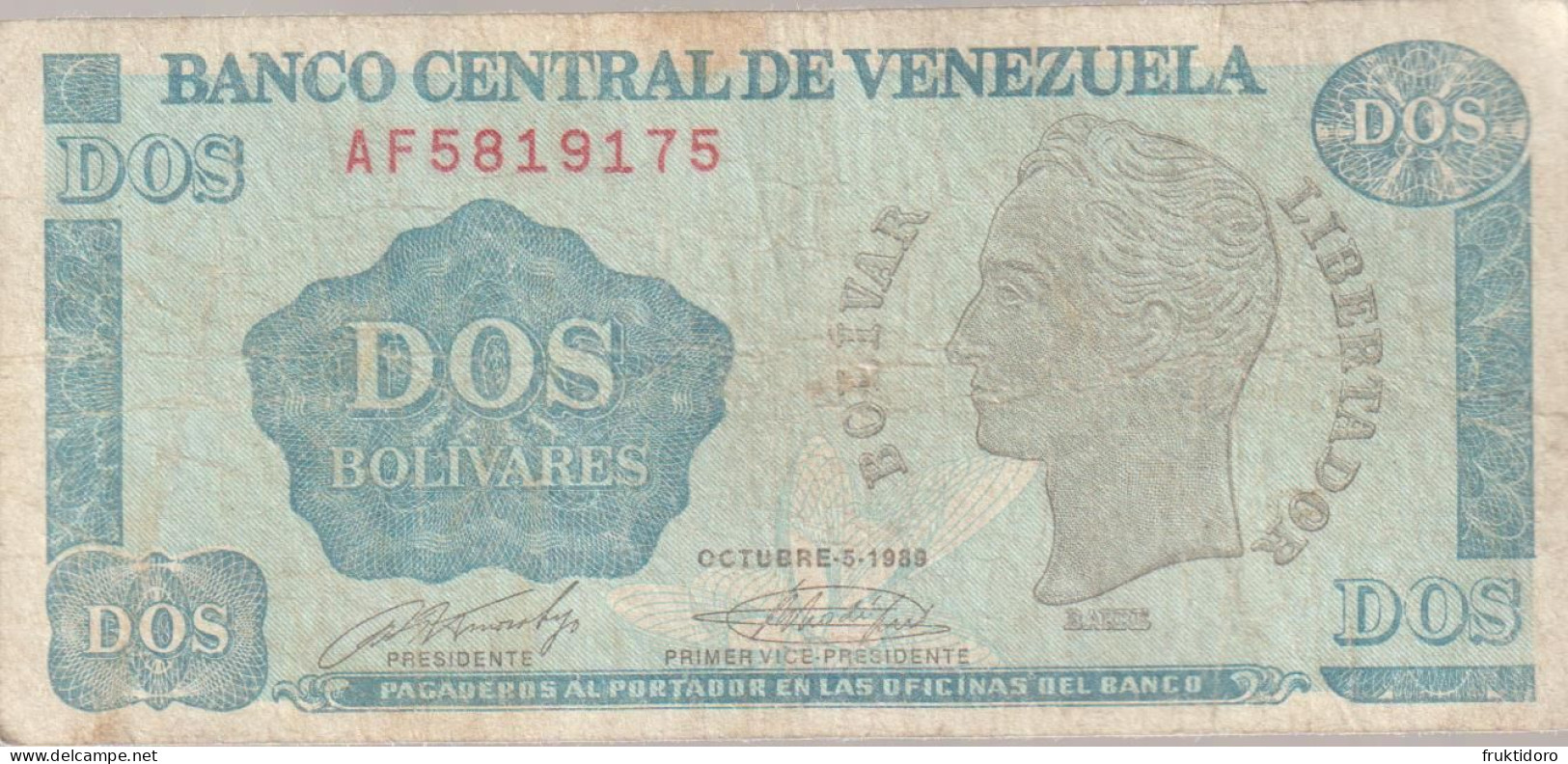 Banknote Venezuela 2 Bolívares - Simón Bolívar - 1989 - Venezuela