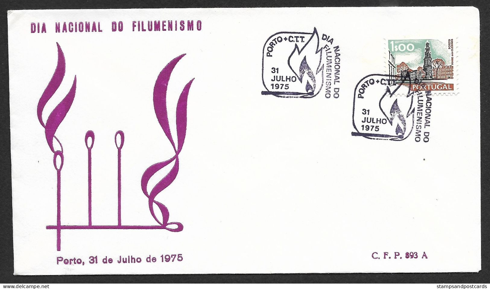 Portugal Cachet A Date Journée Collection Boîtes Allumettes 1975 Porto Event Pmk Matches Matchbook Collector Day - Postal Logo & Postmarks