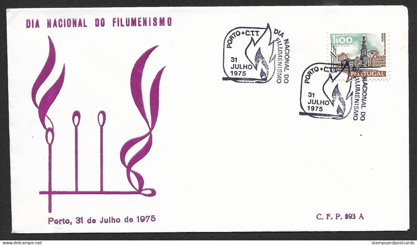 Portugal Cachet A Date Journée Collection Boîtes Allumettes 1975 Porto Event Pmk Matches Matchbook Collector Day - Annullamenti Meccanici (pubblicitari)