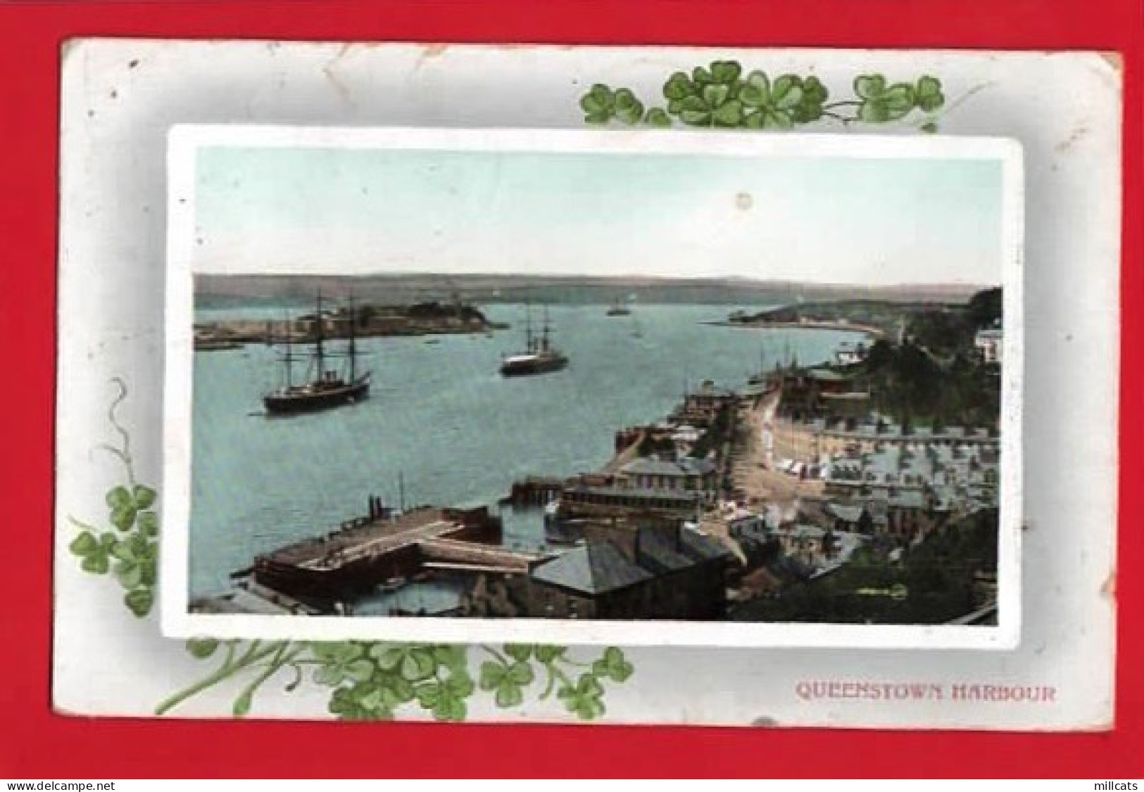 IRELAND  CO CORK QUEENSTOWN  HARBOUR Pu 1912  POSTMARK + TAX MARK - Cork