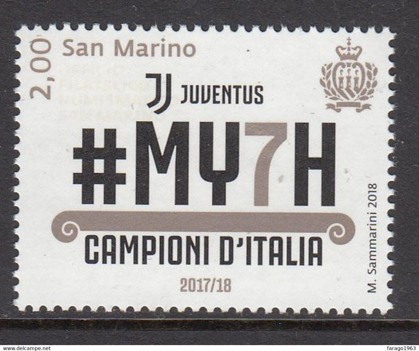 2018 San Marino Juventus Football Complete Set Of 1 MNH @ BELOW FACE VALUE - Ongebruikt