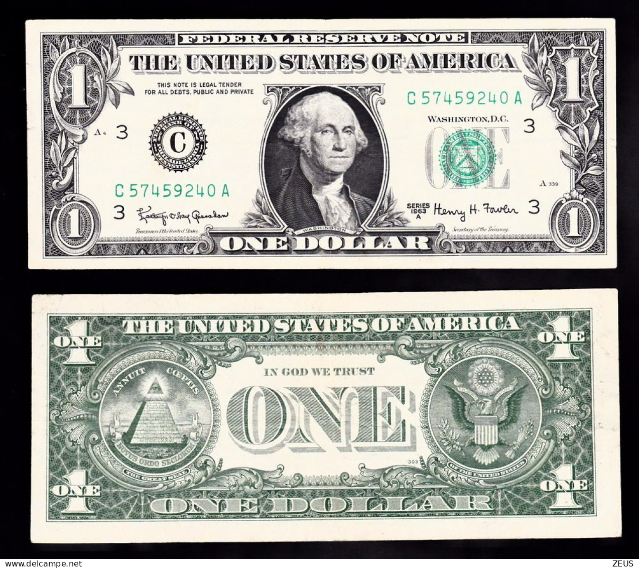 USA 1 DOLLARO 1963  PIK 443B BB - Divisa Nacional