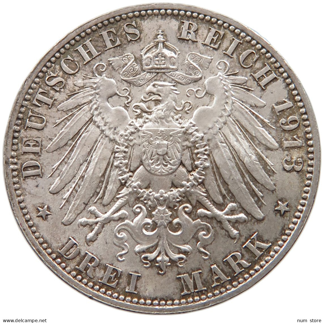 SACHSEN 3 MARK 1913 E  #t067 0093 - 2, 3 & 5 Mark Zilver