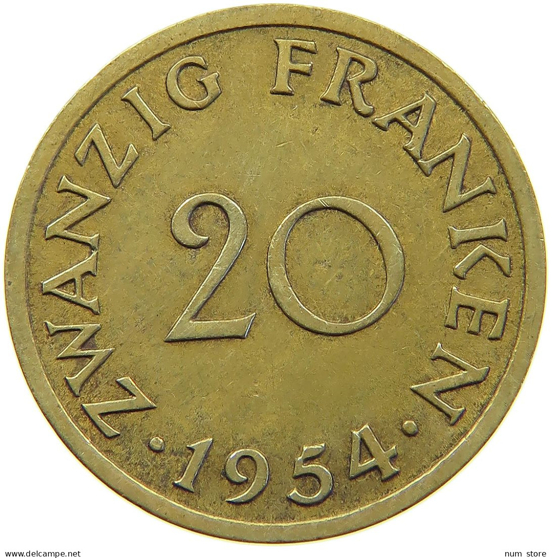 SAARLAND 20 FRANKEN 1954  #c058 0041 - 20 Francos