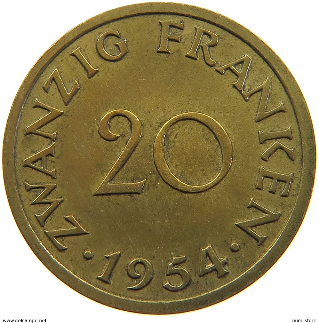 SAARLAND 20 FRANKEN 1954  #a056 0581 - 20 Franchi