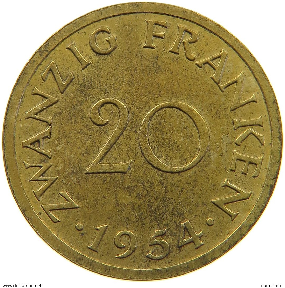 SAARLAND 20 FRANKEN 1954  #a056 0591 - 20 Franchi