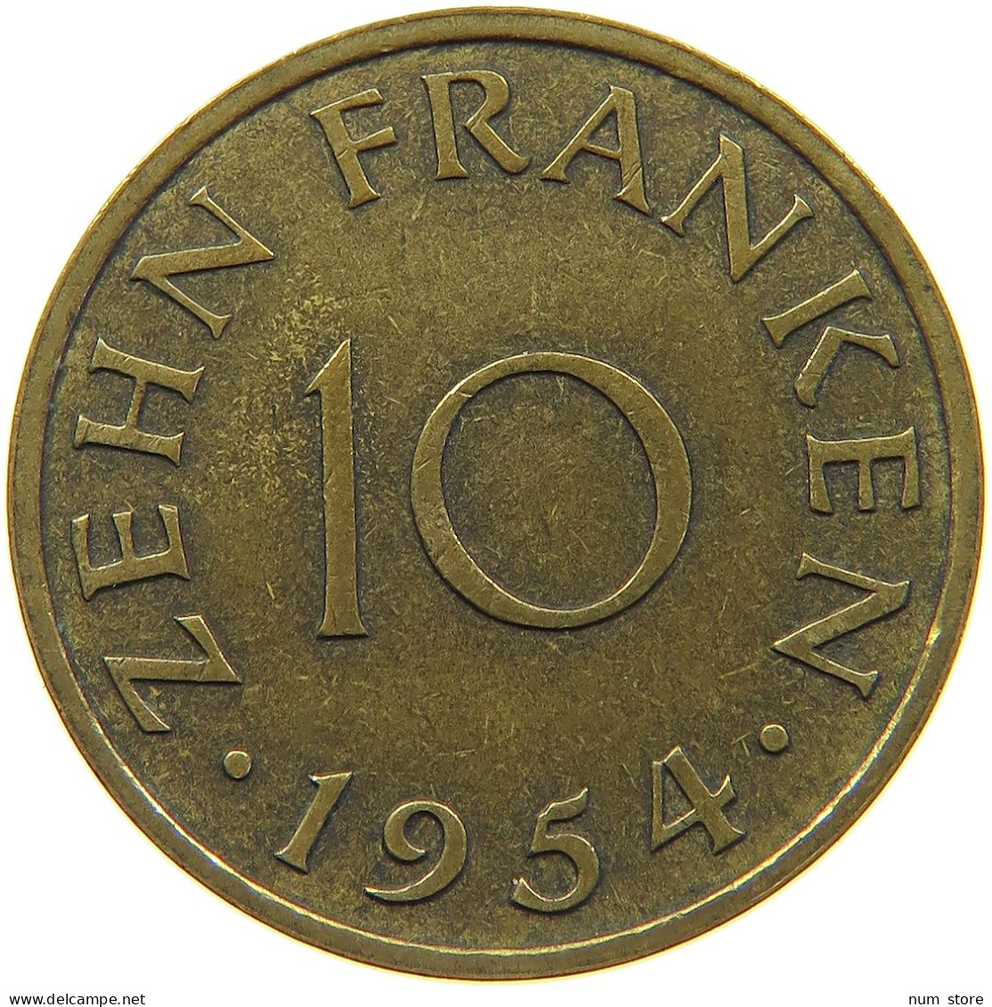 SAARLAND 10 FRANKEN 1954  #c064 0437 - 10 Franchi