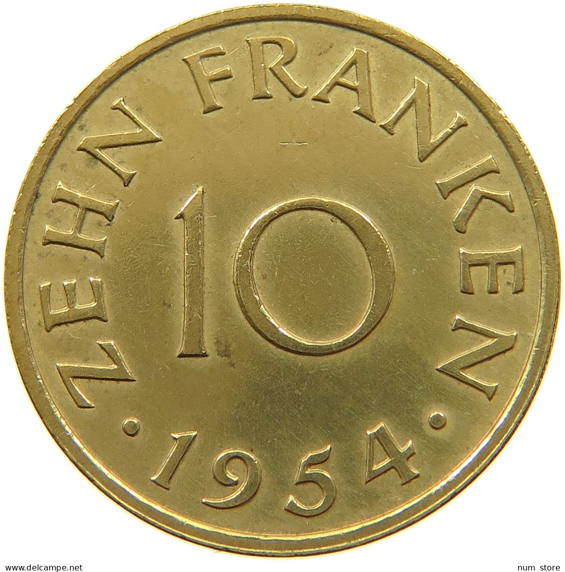 SAARLAND 10 FRANKEN 1954  #a047 0503 - 10 Franchi