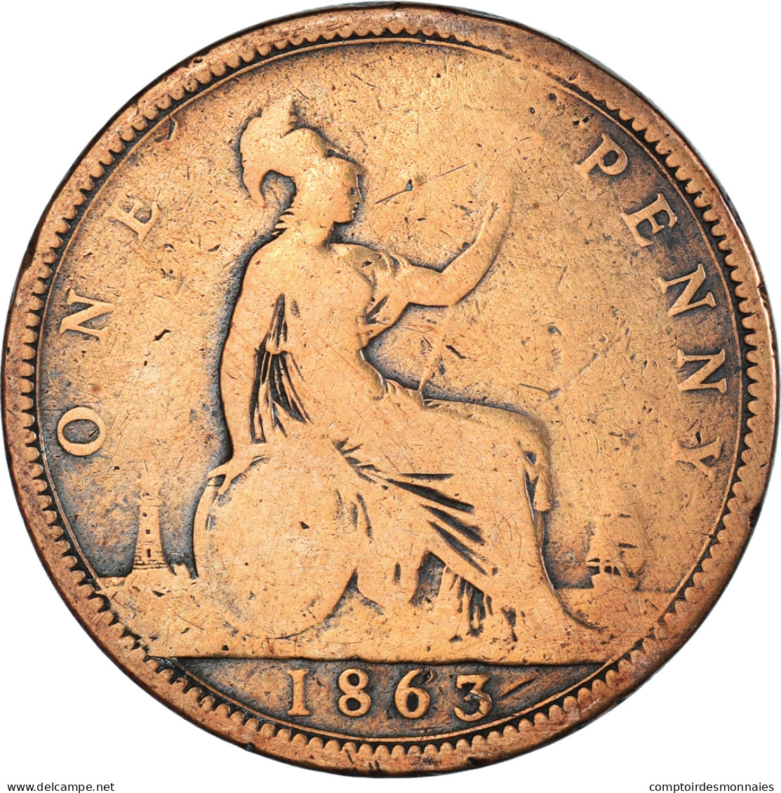 Monnaie, Grande-Bretagne, Penny, 1863 - D. 1 Penny