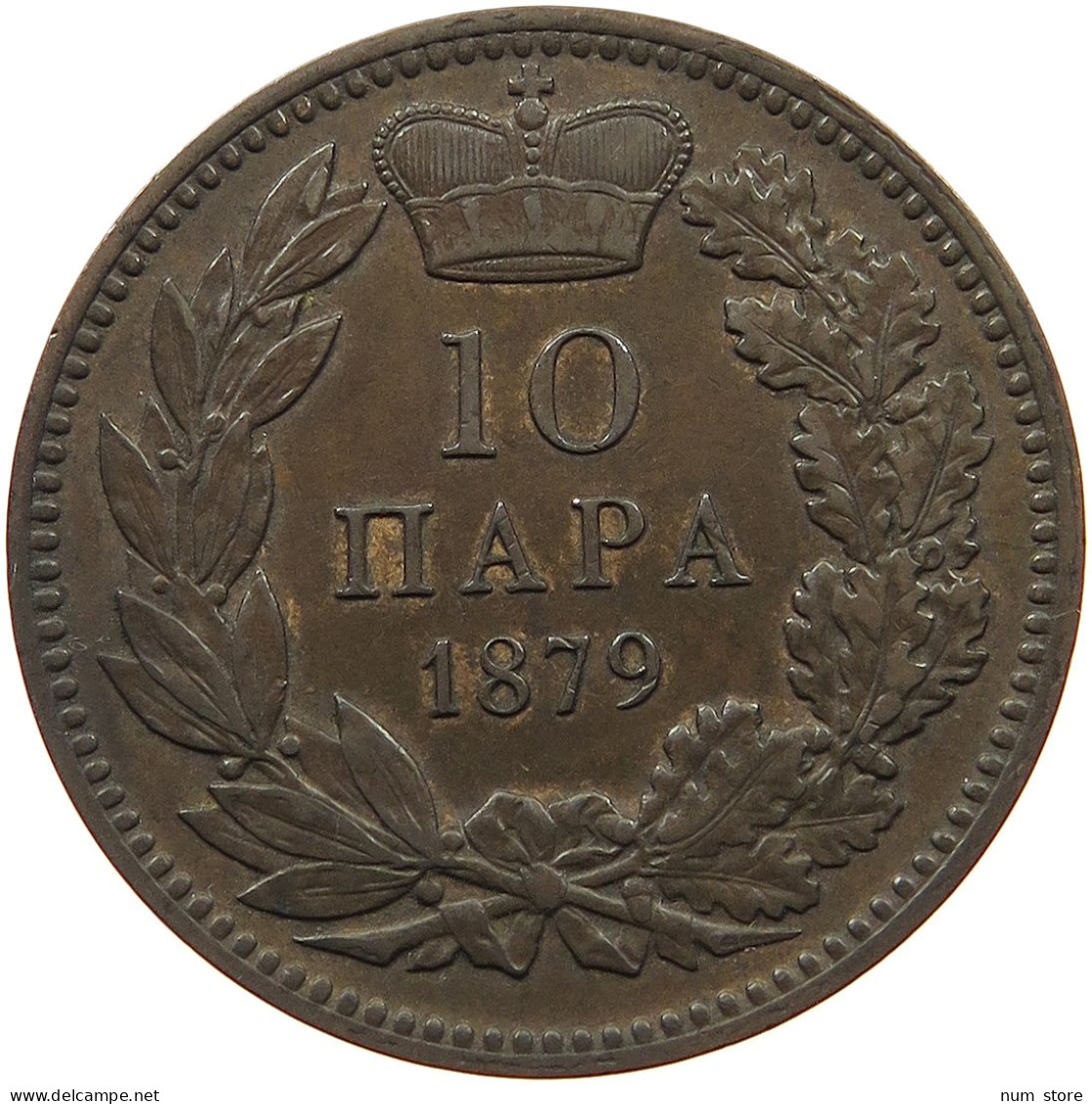 SERBIA 10 PARA 1879 Milan Obrenovich IV. #t075 0235 - Serbie