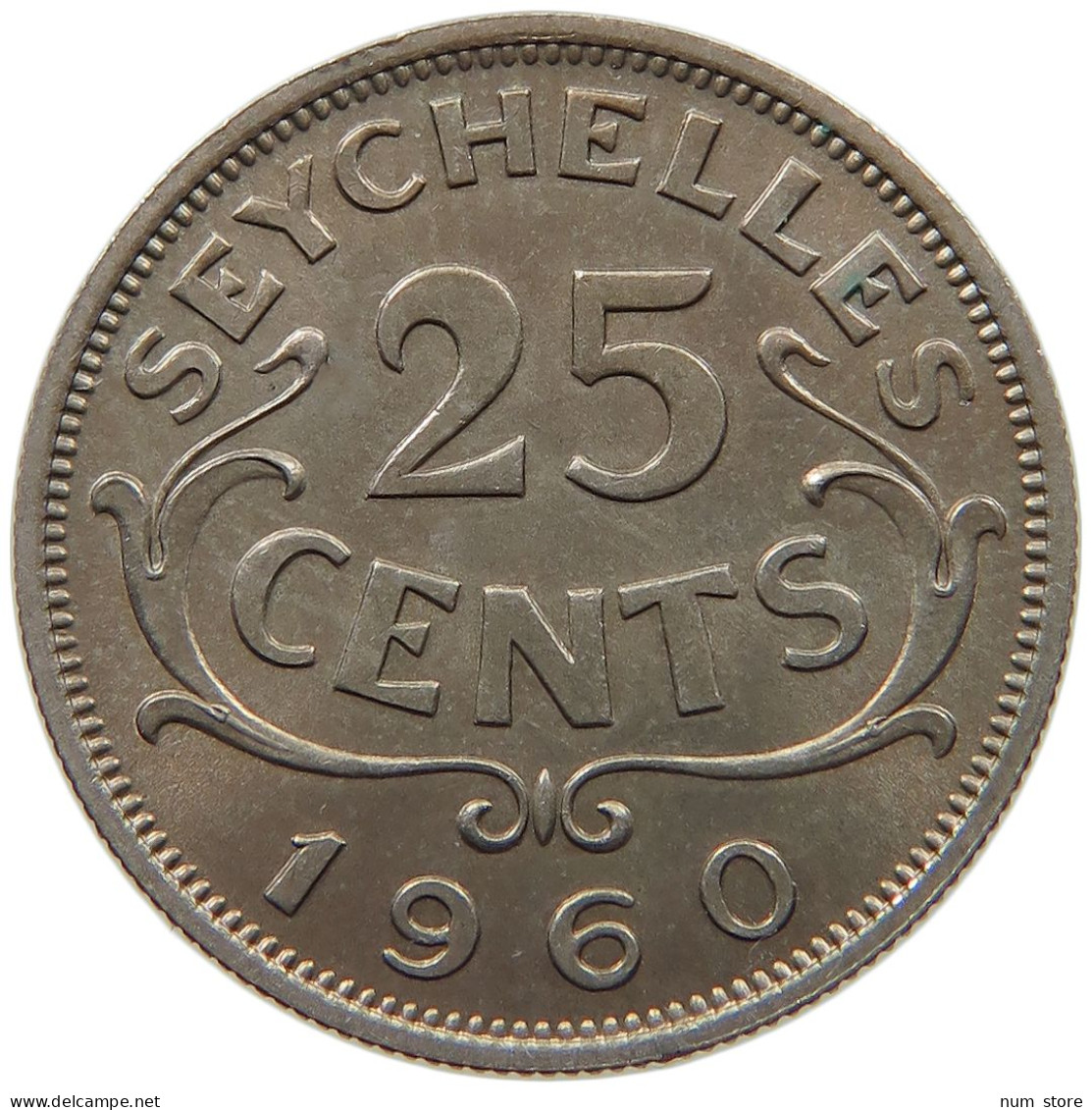 SEYCHELLES 25 CENTS 1960 Elizabeth II. (1952-2022) #c011 0625 - Seychellen