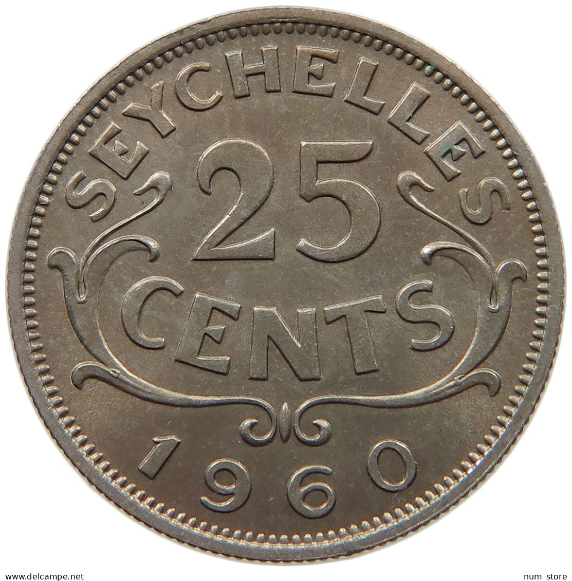 SEYCHELLES 25 CENTS 1960 Elizabeth II. (1952-2022) #c011 0625 - Seychelles