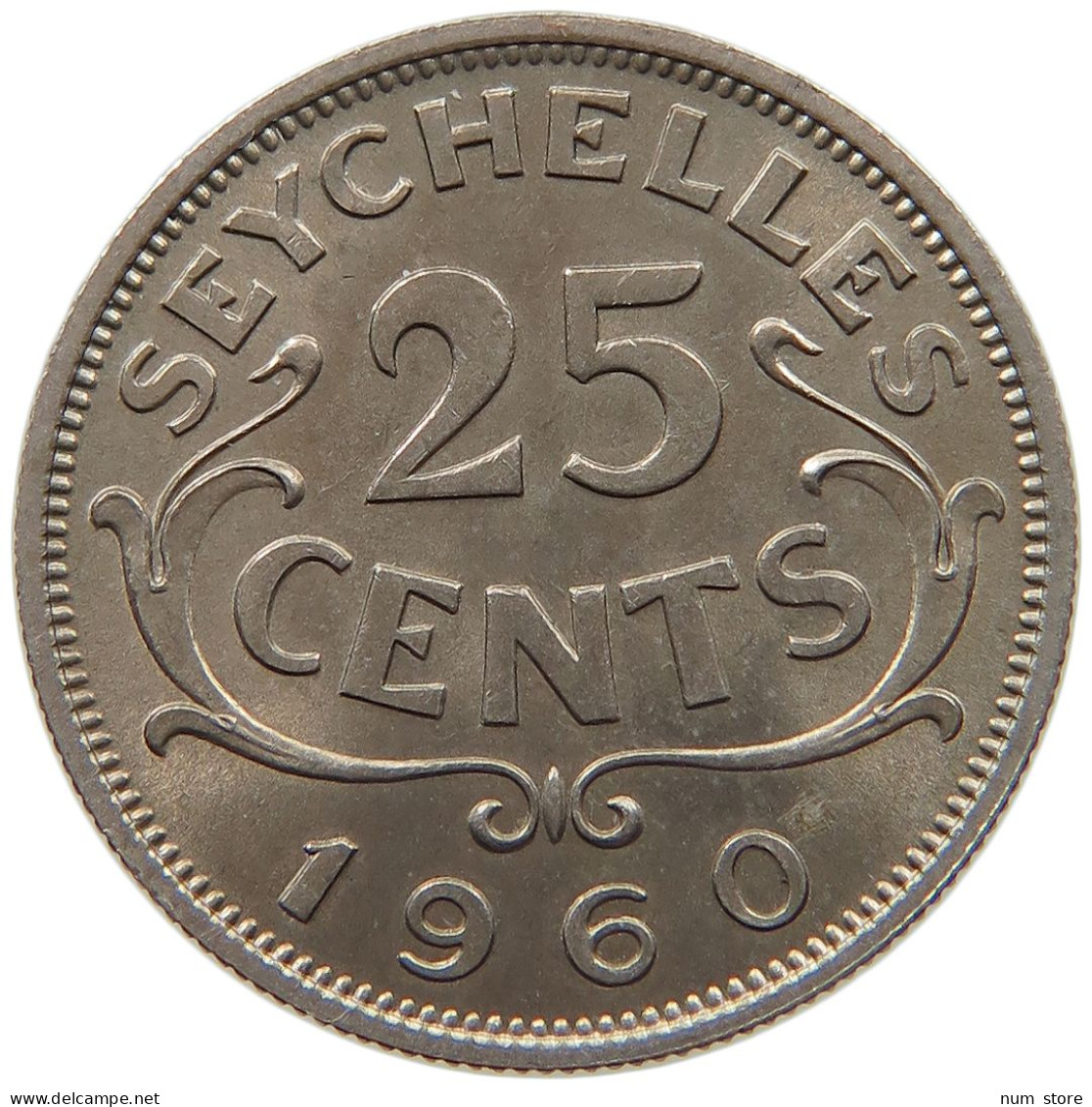 SEYCHELLES 25 CENTS 1960 Elizabeth II. (1952-2022) #c011 0627 - Seychellen