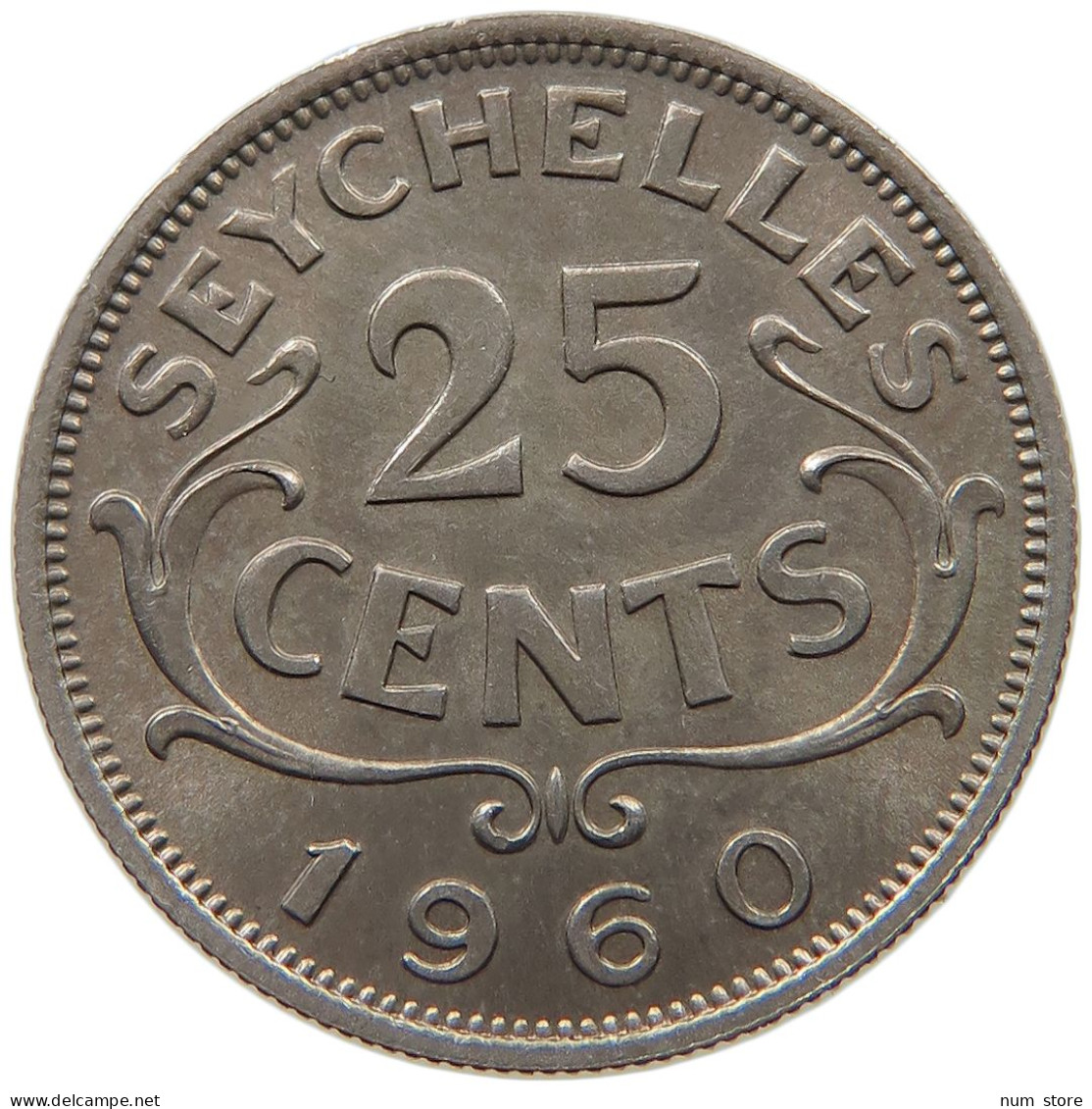 SEYCHELLES 25 CENTS 1960 Elizabeth II. (1952-2022) #c011 0623 - Seychelles