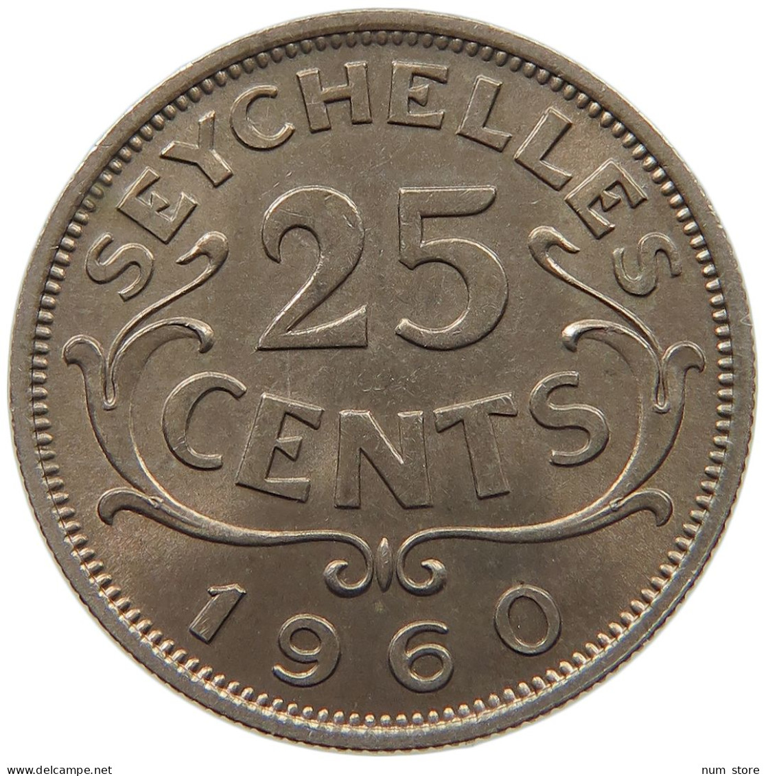 SEYCHELLES 25 CENTS 1960 Elizabeth II. (1952-2022) #c011 0619 - Seychellen