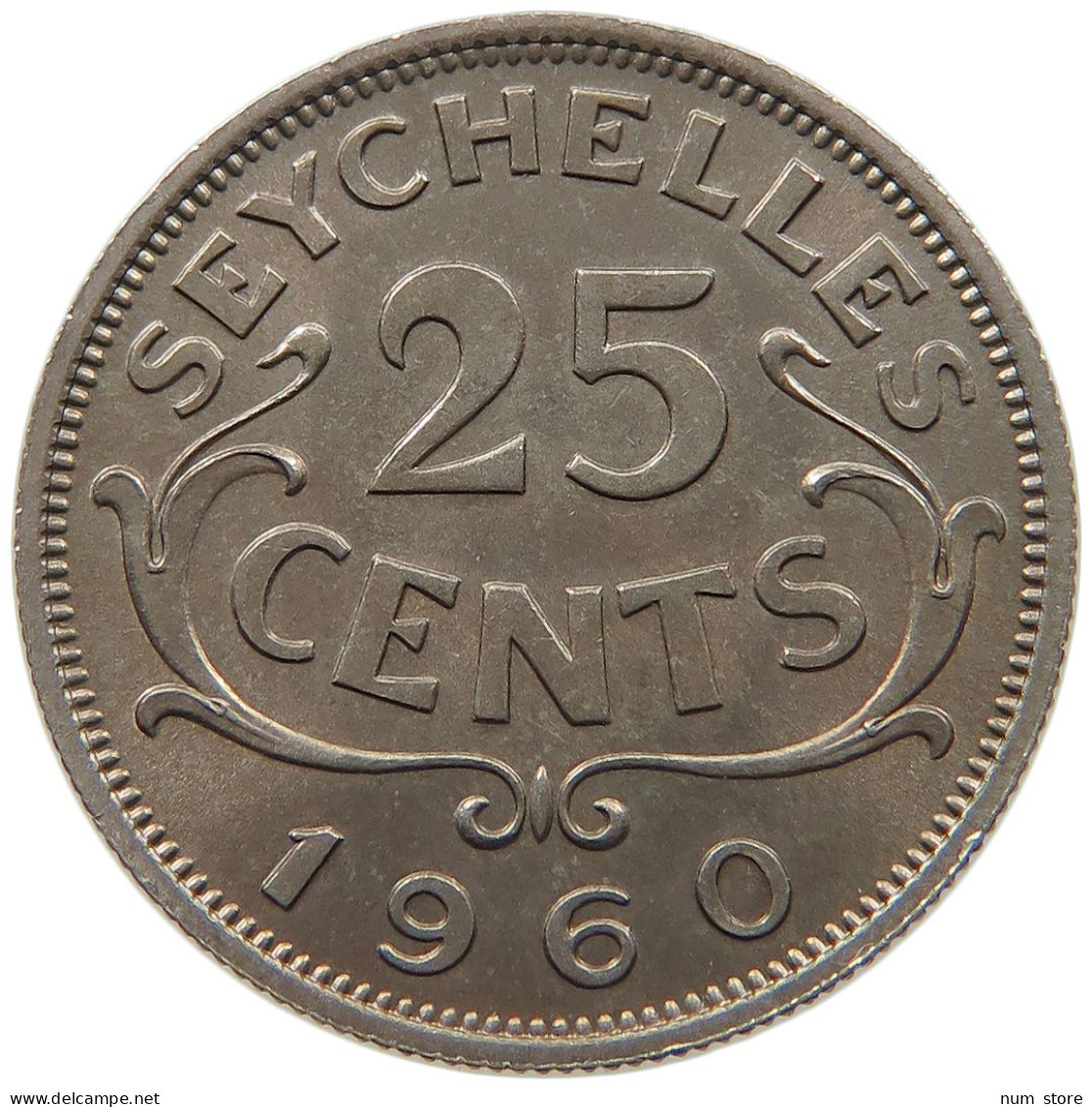 SEYCHELLES 25 CENTS 1960 Elizabeth II. (1952-2022) #c011 0617 - Seychelles