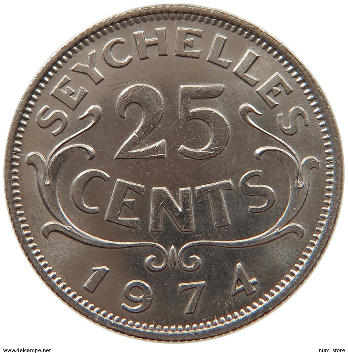 SEYCHELLES 25 CENTS 1974 Elizabeth II. (1952-2022) #s028 0221 - Seychellen