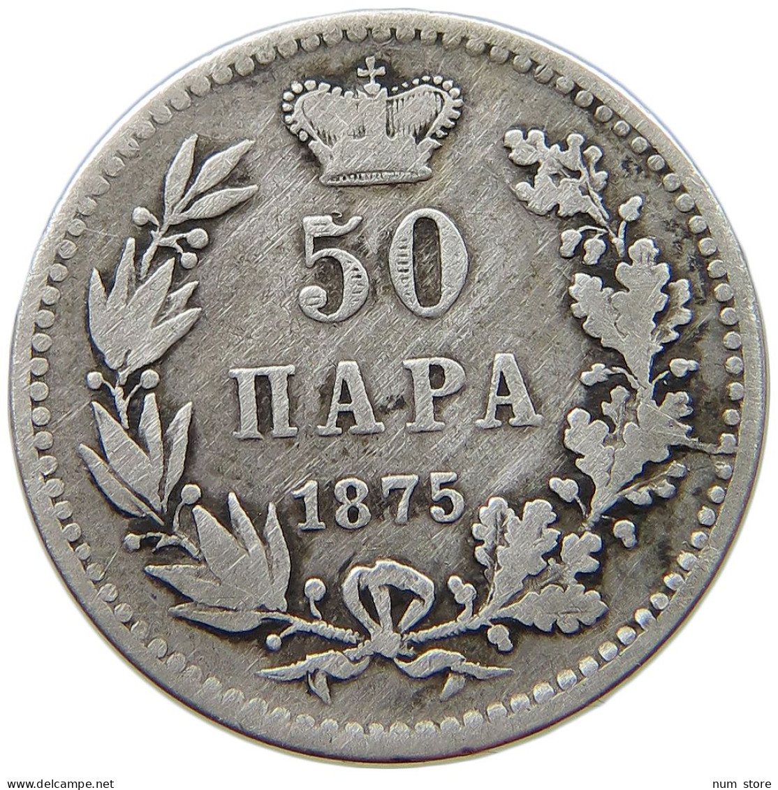 SERBIA 50 PARA 1875 Milan Obrenovic IV. (1868-1882) #s074 0641 - Serbien
