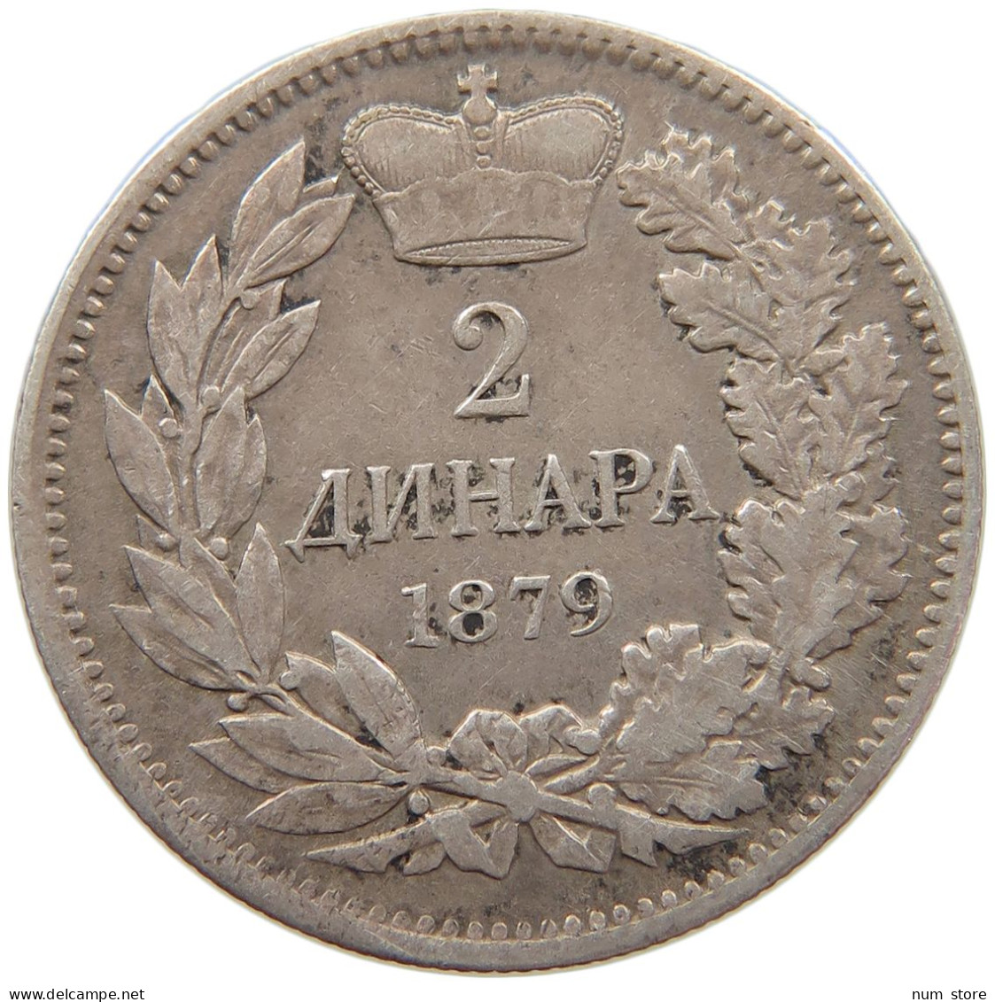 SERBIA 2 DINARA 1879 Milan Obrenovich IV. #t152 0279 - Serbie